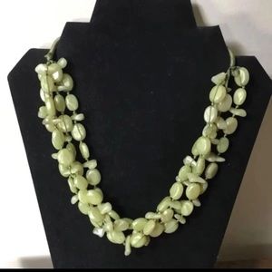 A103 Green shell beads necklace string NWOT